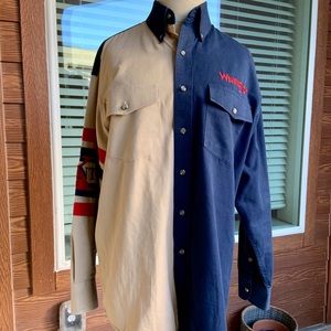 RARE Wrangler 20X split button up shirt.